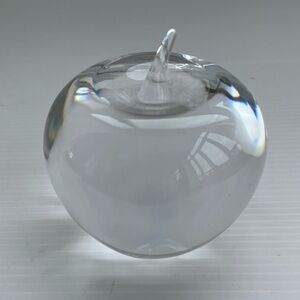 Tiffany & Co Crystal Clear Glass Apple Paperweight Signed Figurine